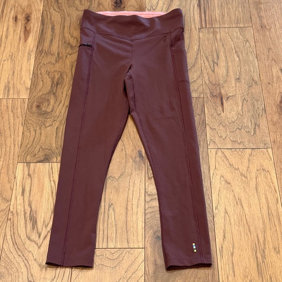 Smartwool Pants - Smartwool Womens Merino Sport Fleece Lined Leggings Burgundy Plum Small Pocket